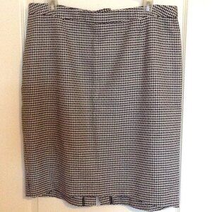 Current Women's Pencil Skirt Black White Fully Lined Knee Length Midi Size 14